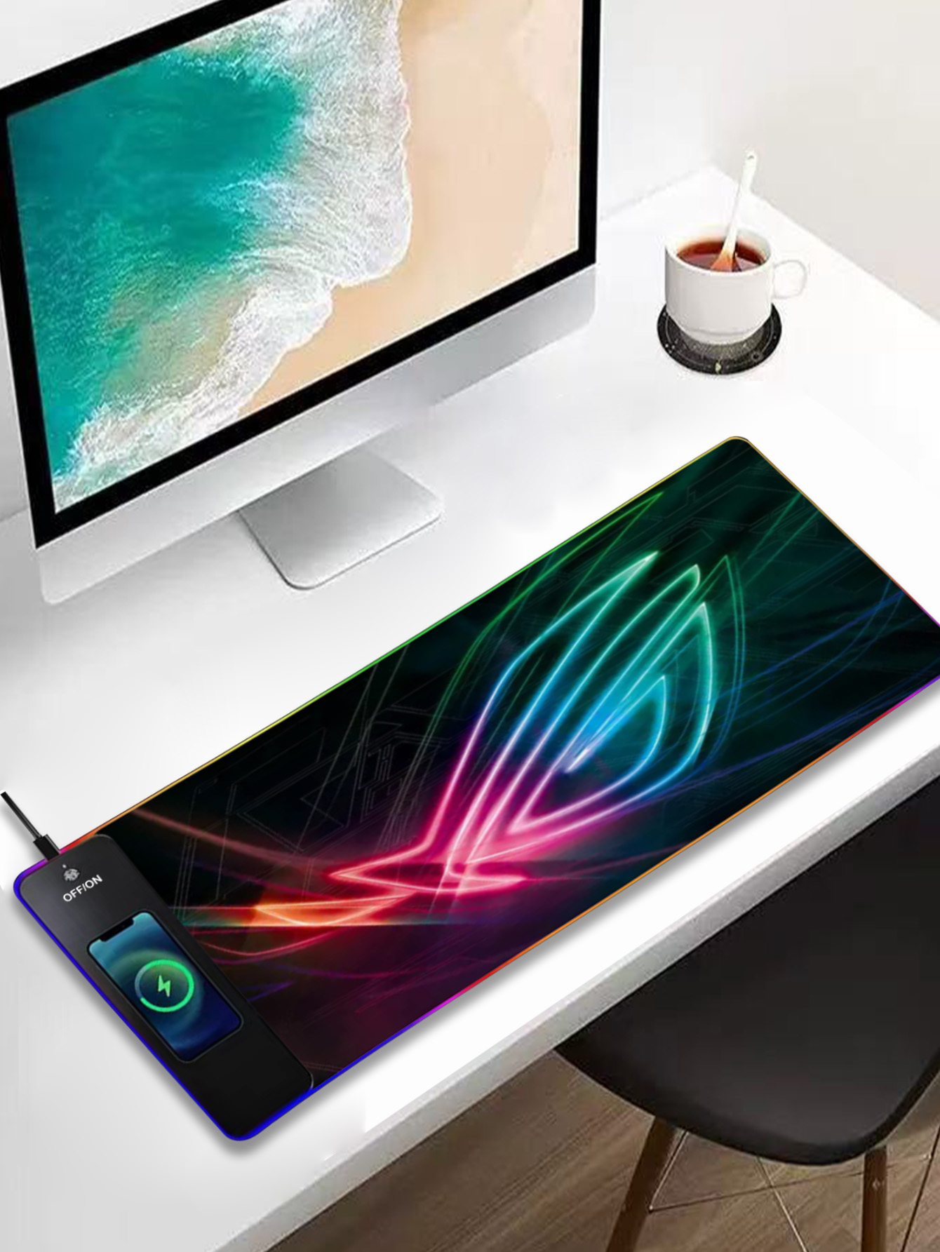 Mouse Charging Pad - Mouse Pad Iluminado RGB Multifuncional com