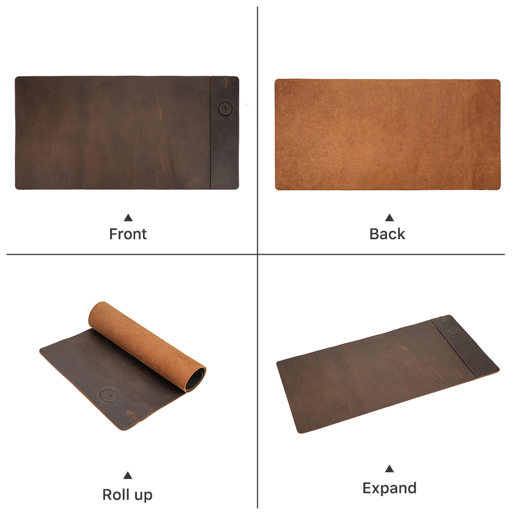 Mousepad de Couro Genuíno com  - Mouse Charging Pad avaliação e preço